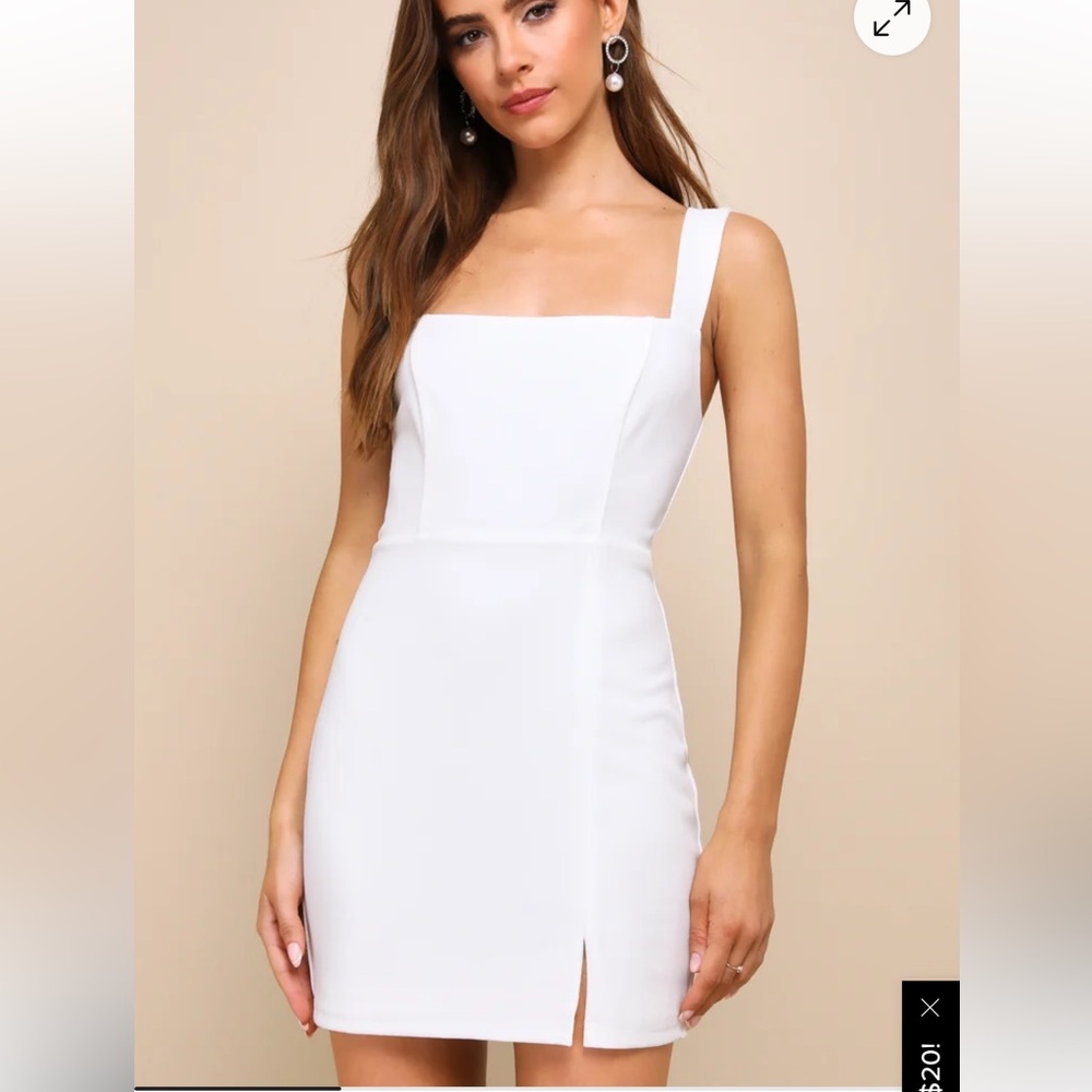 Lulu’s Social Sensation White Square Neck Mini Bodycon Dress